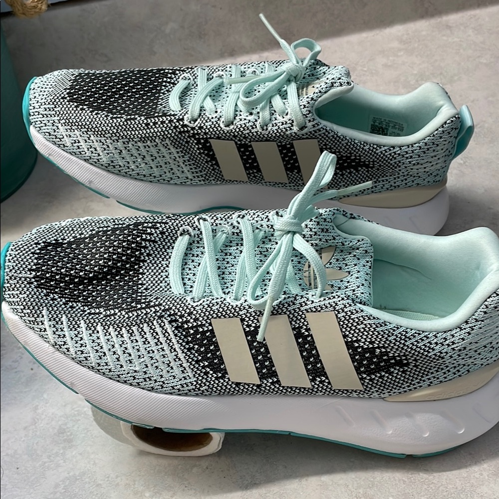 Adidas Green and Black Sneakers with Breathable Knit Upper